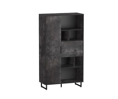 Стеллаж для книг и декора на ножках с двумя дверцами для дома от Moreli (Морели) F-006 Бетон Темный