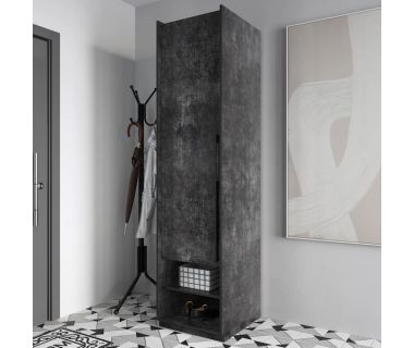 Шкаф распашной со штангой на одну дверку R-0002 от Moreli (Морели) Бетон Темный