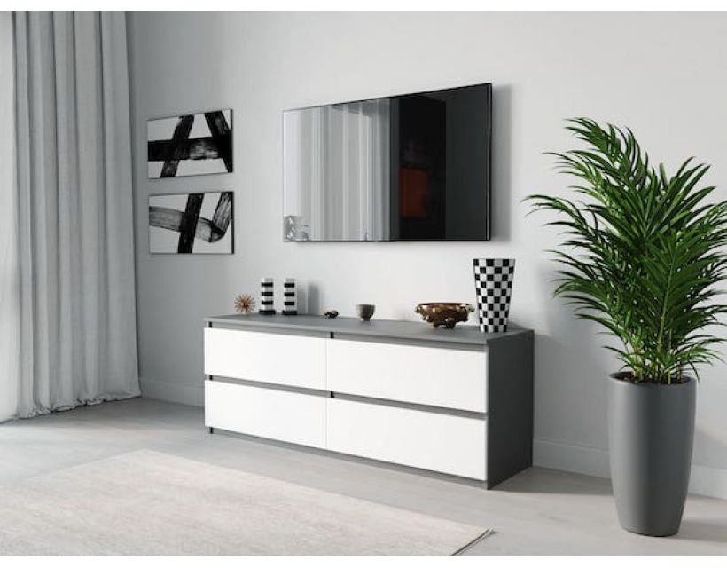 Тумба під телевізор ТВ/ТВ 4 ящики Moreli (Морелі) Т-223 Антрацит/Білий