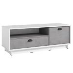 Тумба под ТВ в гостиную, тумба под телевизор, TV тумба K-0003 от Moreli (Морели) Белый/Бетон Тефра