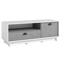 Тумба під ТВ у вітальню, тумба під телевізор, TV тумба K-0003 від Moreli (Морелі) Білий/Бетон Тефра