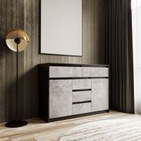 Комод для дома без ручек с 2 дверцами и 5 ящиками T-227 от Moreli (Морели) Венге темный/Бетон