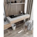 Стіл комп'ютерний підвісний на 2 ящики, письмовий стіл T-222 від Moreli (Морелі) Білий/Дуб Сонома