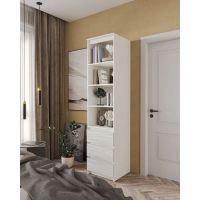 Шафа-пенал для одягу з ящиками та полицями T-219 від Moreli (Морелі) Білий/Бетон