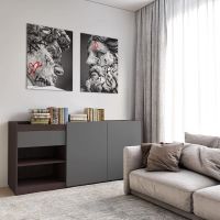 Комод без ручок з двома дверцятами, ящиком та полицями RS-3 Moreli (Морелі) Венге темний/Антрацит