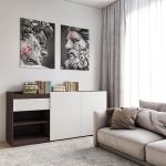 Комод без ручок з двома дверцятами, ящиком та полицями RS-3 Moreli (Морелі) Венге темний/Білий