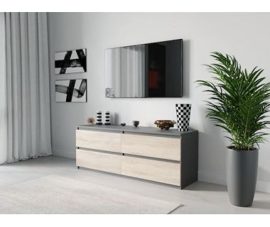 Тумба под телевизор ТВ/ТВ 4 ящика Moreli (Морели) Т-223 Антрацит/Дуб Сонома