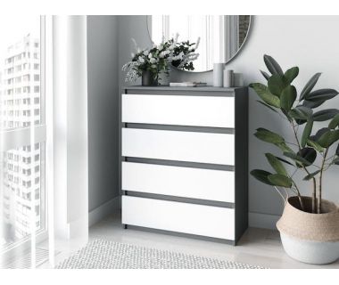 Комод с 4 ящиками и скрытыми ручками Т-215 Moreli (Морели) Антрацит/Белый Комод с 4 ящиками и скрытыми ручками Т-215 Moreli (Морели) Антрацит/Белый