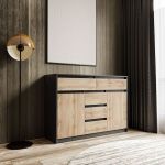 Комод для дома без ручек с 2 дверцами и 5 ящиками T-227 от Moreli (Морели) Антрацит/Аппалачи