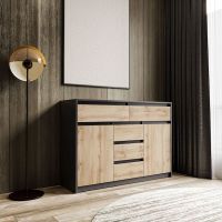 Комод для дому без ручок з 2 дверцятами та 5 ящиками T-227 від Moreli (Морелі) Антрацит/Аппалачі