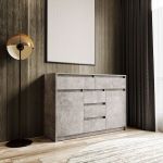 Комод для дома без ручек с 2 дверцами и 5 ящиками T-227 от Moreli (Морели) Бетон