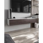 Підвісна тумба під ТВ у вітальню, TV тумба на 3 ящики, тумба під телевізор T-221 від Moreli (Морелі) Білий/Венге темний