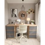 Стол компьютерный с двумя тумбами, стол письменный T-228 Дуб Сонома/Антрацит