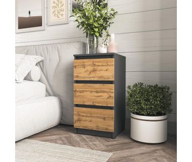 Прикроватная тумба на 3 ящика в спальню T-216 от Moreli (Морели) Антрацит/Аппалачи
