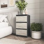 Прикроватная тумба на 3 ящика в спальню T-216 от Moreli (Морели) Антрацит/Бетон