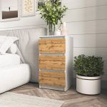 Прикроватная тумба на 3 ящика в спальню T-216 от Moreli (Морели) Белый/Аппалачи