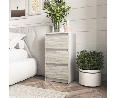 Прикроватная тумба на 3 ящика в спальню T-216 от Moreli (Морели) Белый/Бетон