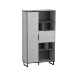 Стеллаж для книг и декора на ножках с двумя дверцами для дома от Moreli (Морели) F-006 Бетон Тефра