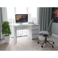 Компьютерный стол, письменный стол с 3-мя ящиками T-224 от Moreli (Морели) Белый/Бетон