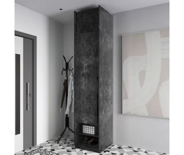 Шкаф распашной со штангой на одну дверку с антресолью R-0002 от Moreli (Морели) Бетон Темный