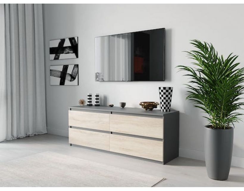 Тумба під телевізор ТБ/ТБ 4 ящики Moreli (Морелі) Т-223 Антрацит/Дуб Сонома