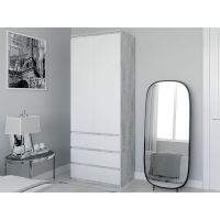 Шкаф распашной для одежды с трубой T-211 от Moreli (Морели) Бетон/Белый