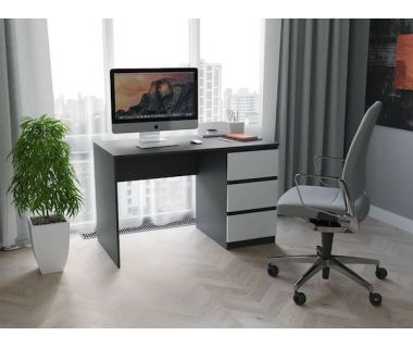 Комп'ютерний стіл, письмовий стіл з трьома ящиками T-224 від Moreli (Морелі) Антрацит/Білий