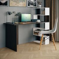 Стіл комп'ютерний, письмовий стіл з полицями ST-0015 від Moreli (Морелі) Венге темний/Білий