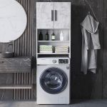 Тумба під пральну машину з дверцятами, шафа у ванну GT-0107 Бетон