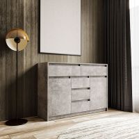 Комод для дома без ручек с 2 дверцами и 5 ящиками T-227 от Moreli (Морели) Бетон