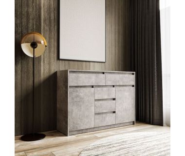 Комод для дома без ручек с 2 дверцами и 5 ящиками T-227 от Moreli (Морели) Бетон