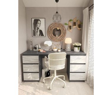 Стіл комп'ютерний з двома тумбами, письмовий стіл T-228 Антрацит/Бетон