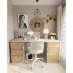 Стол компьютерный с двумя тумбами, стол письменный T-228 Бетон/Аппалачи