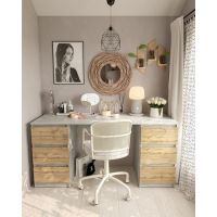 Стол компьютерный с двумя тумбами, стол письменный T-228 Бетон/Аппалачи