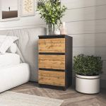 Прикроватная тумба на 3 ящика в спальню T-216 от Moreli (Морели) Венге темный/Аппалачи