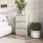Прикроватная тумба на 3 ящика в спальню T-216 от Moreli (Морели) Белый/Бетон