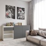 Комод без ручок з двома дверцятами, ящиком та полицями RS-3 Moreli (Морелі) Білий/Антрацит