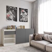 Комод без ручок з двома дверцятами, ящиком та полицями RS-3 Moreli (Морелі) Білий/Антрацит