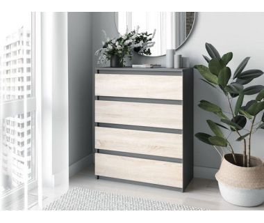 Комод с 4 ящиками и скрытыми ручками Т-215 Moreli (Морели) Антрацит/Дуб Сонома Комод с 4 ящиками и скрытыми ручками Т-215 Moreli (Морели) Антрацит/Дуб Сонома