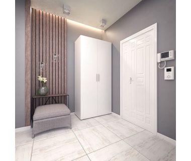 Шкаф распашной с трубой и полками для одежды SТ-0009 от Moreli (Морели) Белый