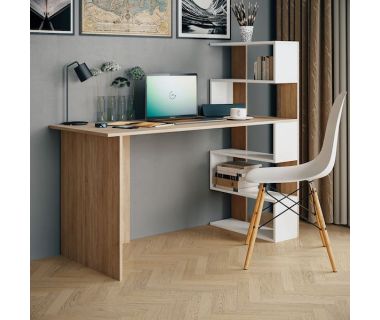 Стіл комп'ютерний, письмовий стіл з полицями ST-0015 від Moreli (Морелі) Дуб Сонома/Білий Стіл комп'ютерний, письмовий стіл з полицями ST-0015 від Moreli (Морелі) Дуб Сонома/Білий