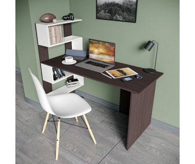 Стол компьютерный, письменный стол с полками ST-0024 от Moreli (Морели) Венге темный/Белый