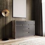 Комод для дома без ручек с 2 дверцами и 5 ящиками T-227 от Moreli (Морели) Бетон/Антрацит