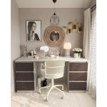 Стол компьютерный с двумя тумбами, стол письменный T-228 Бетон/Венге темный