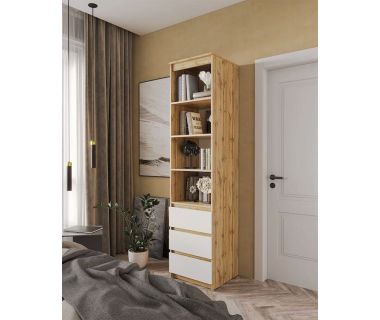 Шафа-пенал для одягу з ящиками та полицями T-219 від Moreli (Морелі) Аппалачі/Білий Шафа-пенал для одягу з ящиками та полицями T-219 від Moreli (Морелі) Аппалачі/Білий