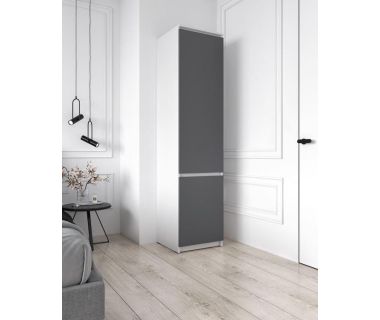 Шкаф-пенал с полками для одежды T-217 от Moreli (Морели) Белый/Антрацит