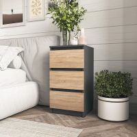 Прикроватная тумба на 3 ящика в спальню T-216 от Moreli (Морели) Антрацит/Дуб Сонома