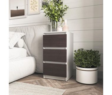 Прикроватная тумба на 3 ящика в спальню T-216 от Moreli (Морели) Белый/Венге темный