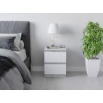 Тумба ліжка в спальню, з фасадами без ручок Т-225 від Moreli (Морелі) Бетон/Білий