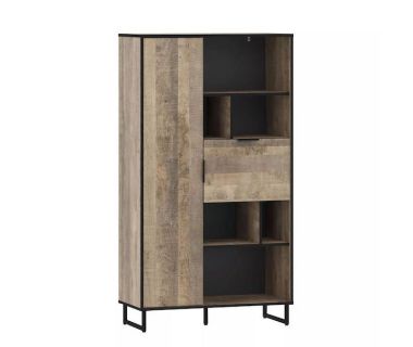 Стеллаж для книг и декора на ножках с двумя дверцами для дома от Moreli (Морели) F-006 Дуб Гранж Песочный